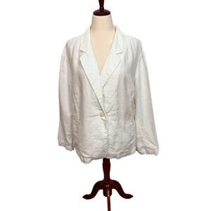 J. Jill Love Linen white linen blazer jacket long sleeve one button lapel Sz 3x